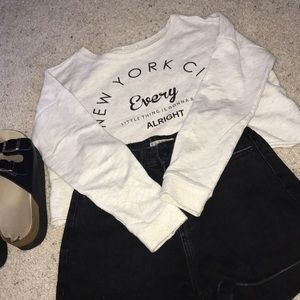Graphic long-sleeve crop top